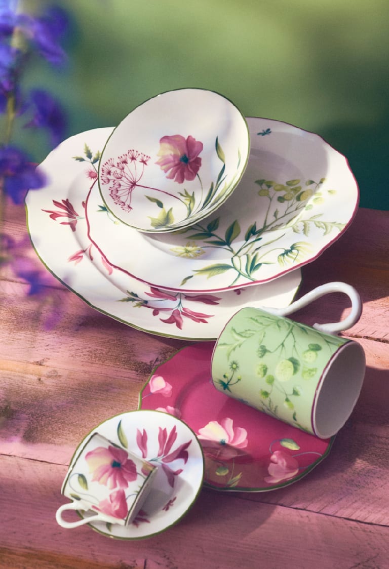 Azalea-pink porcelain espresso set for two | GINORI 1735